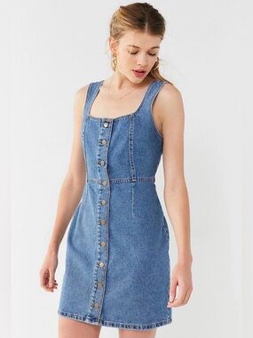 Urban Outfitters Denim Button Front Mini Dress Blue Size 4